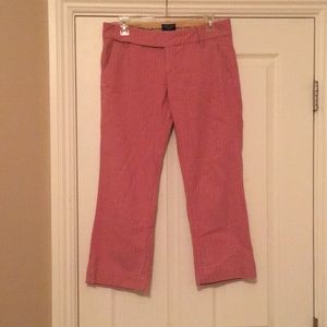 Pink Textured Flared Capri Pants